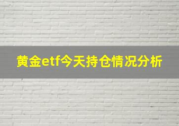 黄金etf今天持仓情况分析