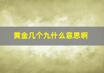 黄金几个九什么意思啊