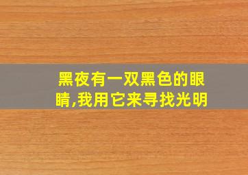 黑夜有一双黑色的眼睛,我用它来寻找光明