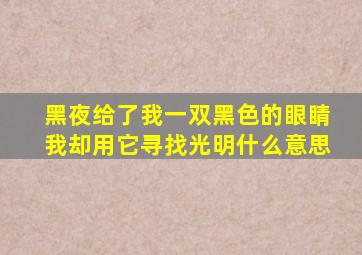 黑夜给了我一双黑色的眼睛我却用它寻找光明什么意思