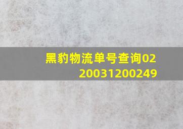 黑豹物流单号查询0220031200249