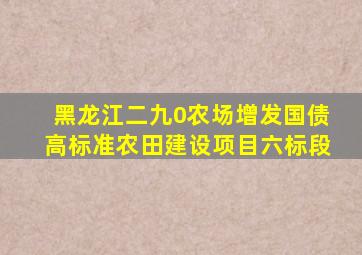 黑龙江二九0农场增发国债高标准农田建设项目六标段