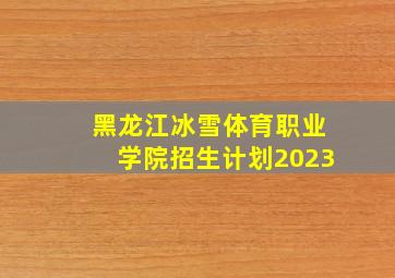 黑龙江冰雪体育职业学院招生计划2023