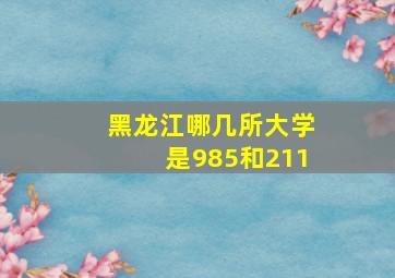 黑龙江哪几所大学是985和211