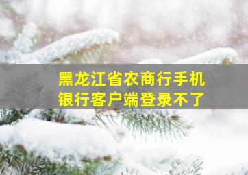 黑龙江省农商行手机银行客户端登录不了