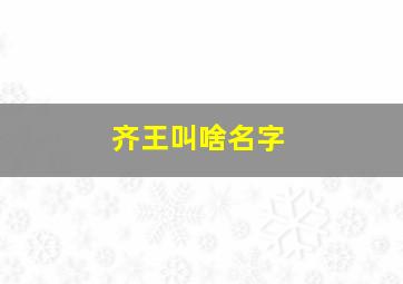 齐王叫啥名字