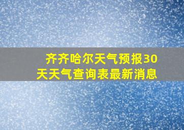 齐齐哈尔天气预报30天天气查询表最新消息