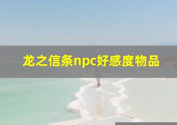 龙之信条npc好感度物品