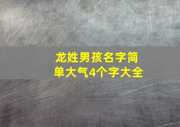 龙姓男孩名字简单大气4个字大全