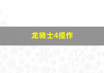 龙骑士4操作