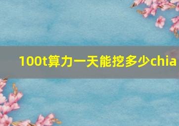 100t算力一天能挖多少chia