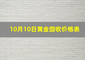 10月10日黄金回收价格表