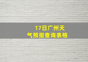 17日广州天气预报查询表格