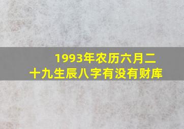 1993年农历六月二十九生辰八字有没有财库