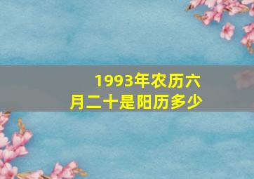 1993年农历六月二十是阳历多少