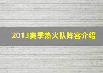 2013赛季热火队阵容介绍