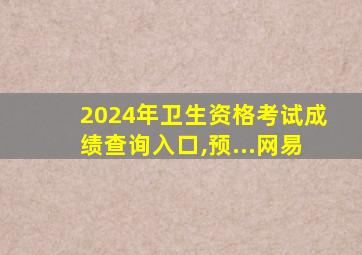 2024年卫生资格考试成绩查询入口,预...网易