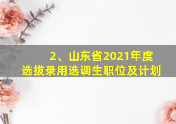 2、山东省2021年度选拔录用选调生职位及计划