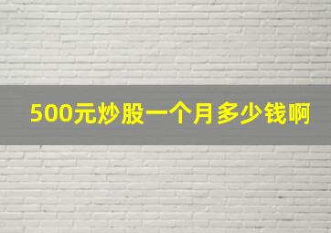 500元炒股一个月多少钱啊