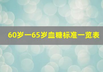 60岁一65岁血糖标准一览表