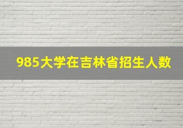 985大学在吉林省招生人数