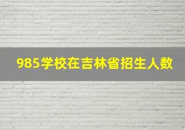 985学校在吉林省招生人数