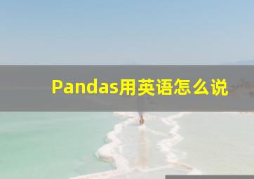 Pandas用英语怎么说