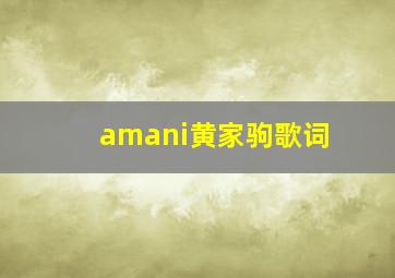 amani黄家驹歌词