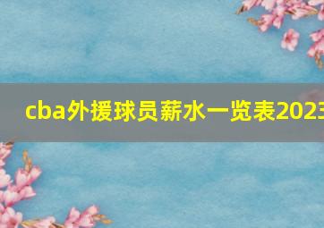 cba外援球员薪水一览表2023