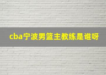 cba宁波男篮主教练是谁呀