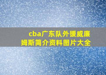 cba广东队外援威廉姆斯简介资料图片大全