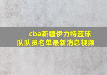 cba新疆伊力特篮球队队员名单最新消息视频