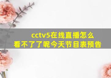 cctv5在线直播怎么看不了了呢今天节目表预告