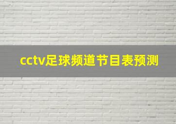 cctv足球频道节目表预测