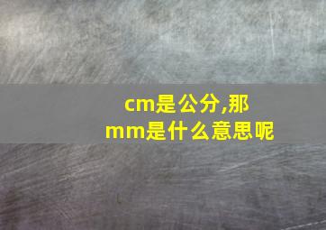 cm是公分,那mm是什么意思呢