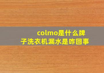 colmo是什么牌子洗衣机漏水是咋回事