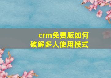 crm免费版如何破解多人使用模式