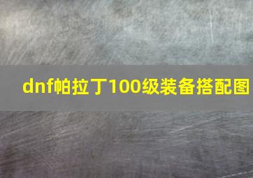 dnf帕拉丁100级装备搭配图