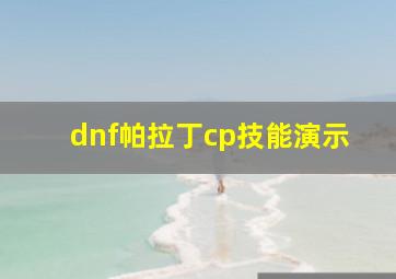 dnf帕拉丁cp技能演示