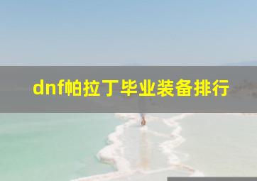 dnf帕拉丁毕业装备排行