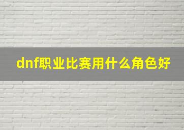 dnf职业比赛用什么角色好