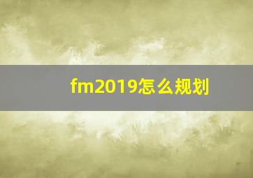 fm2019怎么规划