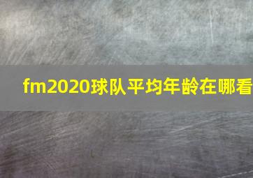 fm2020球队平均年龄在哪看