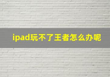 ipad玩不了王者怎么办呢