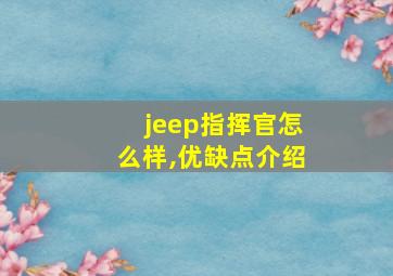 jeep指挥官怎么样,优缺点介绍