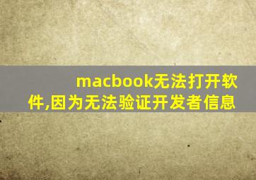 macbook无法打开软件,因为无法验证开发者信息