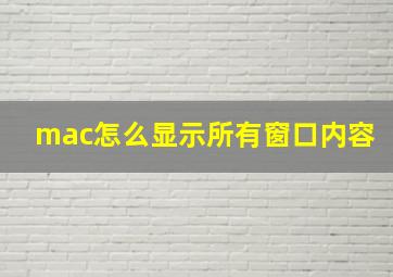 mac怎么显示所有窗口内容