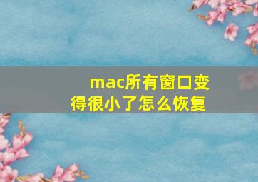 mac所有窗口变得很小了怎么恢复