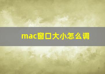 mac窗口大小怎么调