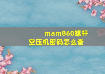 mam860螺杆空压机密码怎么查